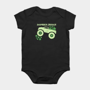 Shamrock Crusher St Patrick's Day Monster Truck Lover Baby Bodysuit